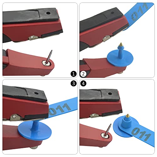 Wmycongcong 300 Pcs 1-100 Number Plastic Livestock Ear Tag Animal Tag Blue Yellow Orange And Ear Tag Applicator For Goat Sheep #TOP5