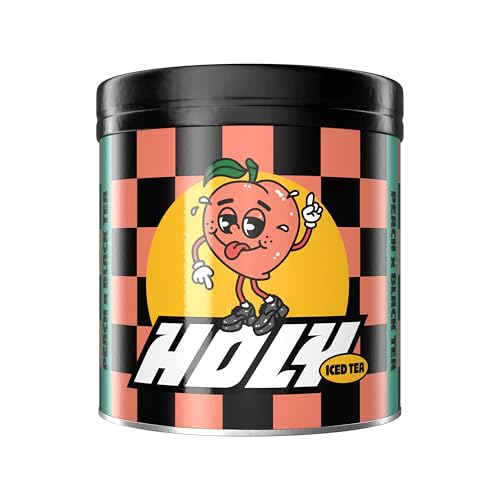 HOLY Iced Tea Pulver Peach x Black Tea Zuckerfreier Eistee mit 50 Portionen - Schwarztee Pulver mit Antioxidantien & Relax Formel - Vegan mit 100% natürlichen Fruchtaromen