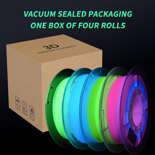 Image of RAMBERY Glow in The Dark 3D Printer Filament Bundle Multicolour Blue Red Yellow Green PLA Filament 1.75mm Luminous 3D Printing Filament, 1.75mm 200gX 4 Spools (1.76 lbs)