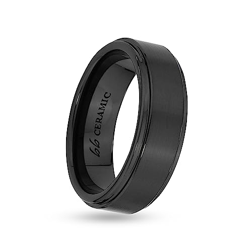 Boston Bay Diamonds Black Ceramic Unisex Comfort Fit Mens Wedding Band or Fashion Ring - 6mm, 7mm & 8mm - Choice of Style