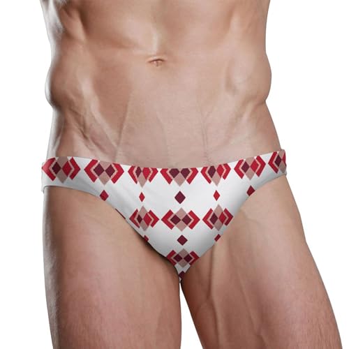 Red Block Swim Briefs for Men Swimsuit Bikini Swimwear S B04051412