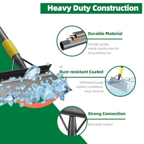 Floor Scraper Long Handle - Ice Removal Tool, Multifunctional Garden Cleaning Flat Shovel, 60\" Weed Scraper Heavy Duty Sharp Blade for Lawn Edging,Sidewalk Weeding,Driveway Steps Snow Shovel