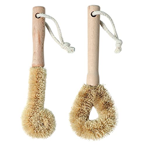 MOLUCKFU 2pcs Dish Brush Scraper Set Pot Pan Scrub Brush for Kitchen Water Bottle Cleaning Tools