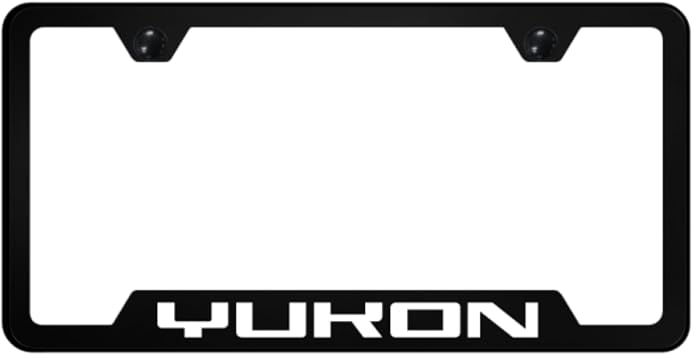 Au-TOMOTIVE GOLD INC. Officially Licensed GMC Yukon UV Printed Stainless Steel Cut-Out License Plate Frame White