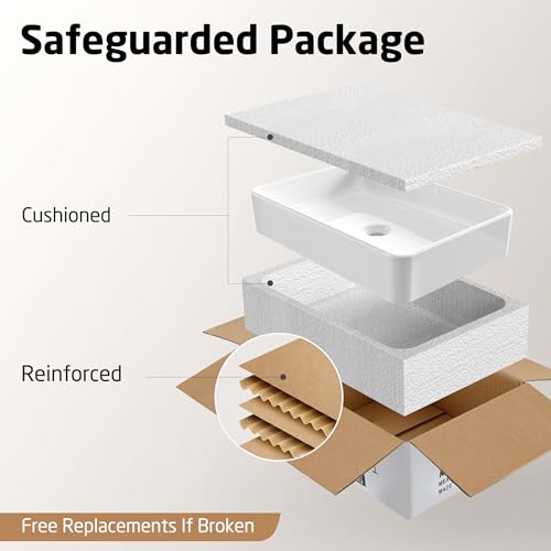Kes BVS123S50-20190702 Bathroom Vessel Sink 20 Inch Above Counter Rectangular White Ceramic Countertop Sink thumb #7