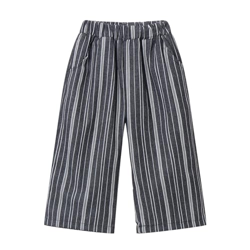 LittleSpring Boys Girls Striped Pants for Kids Wide Leg Trousers Loose Fit