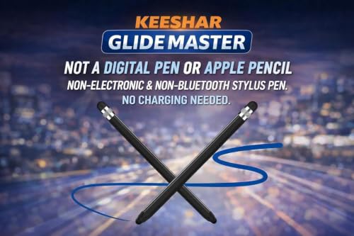 Image of Glidemaster K2 2-in-1 Universal Stylus Pen for All Touch Screens,Fine Point Tip, High Sensitivity & Precision Capacitive Pen for Smartphones,Tablets,iPad, iPhone, iOS, Android & Windows, Black