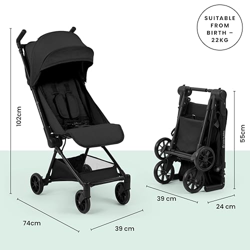 Ickle Bubba Pisces Ultra‑Compact Stroller – Lightweight Travel Pushchair & Compact Stroller, Foldable Pushchair from Birth to 22kg, Cabin‑Size, Travel Buggy with UPF50+ Hood & Ventilation Panel - Image 3