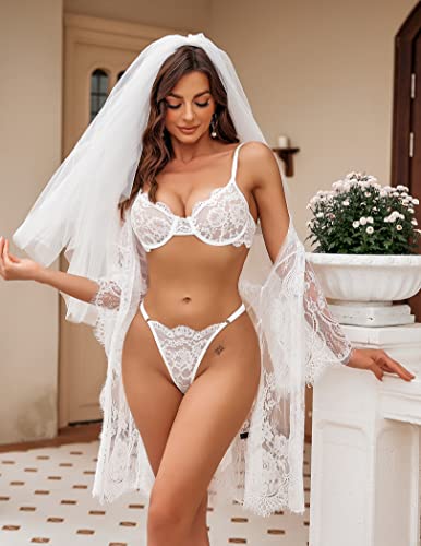 Avidlove Women Bra and Panty Sets with Underwire Floral Lace Lingerie Set3