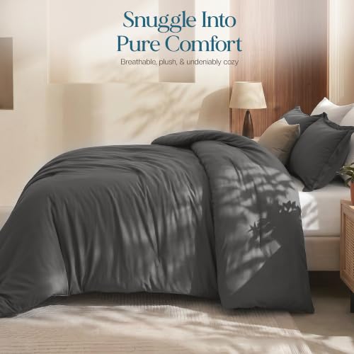 Image of Utopia Bedding 3 Pc Queen Comforter Set, All Season Bedding, Grey | Bedding Set Includes Comforter (88x88) Inches, 2 Shams (20x26) Inches. Soft Microfiber Down Alternative, Machine Washable.