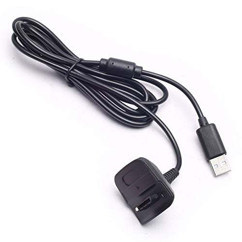 DEVMO Black USB Charging Cable Wire Replacement Charger Compatible with Microsoft Xbox 360 Xbox 360 Slim Wireless Game Controllers Charge and Play Kit