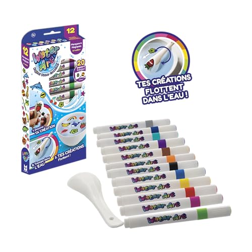 Water Art - Donnez Vie à Vos Dessins grâce à ce kit Water Art - Dessinez et trempez la Figurine - 12 feutres - Kit Water Art avec Autocollants - Loisirs et Créatifs - A partir de 3 Ans