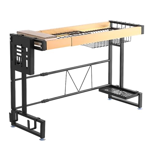 GTATBTG Escurridor de platos, escurridor de platos sobre fregadero, estante de secado de cocina de acero inoxidable, cesta extraíble para organización de encimera de cocina