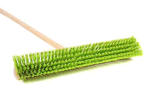 BawiTec Profi XL Kehrset Besen 60cm mit Stiel Ø28mm Länge 140cm Handfeger und Metall-Kehrschaufel verzinkt neon-grün Elaston-Borsten robust Kehrgarnitur Gartenbesen-Set für Garten,Haus,Gewerbe – Bild 5