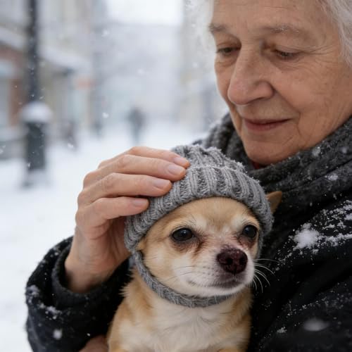 Hunde Beanie Mütze,Mit Ohrlöchern Weiche Strick-Kopfbedeckung - Winterhut für Katzen und Kätzchen,Für Welpen Kätzchen Kleine Rassen Kostümparty Geburtstag Fotoshooting Camping Zuhause Reisen Spazieren