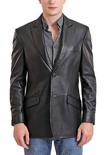 BGSD Men Ben 2-Button Lambskin Leather Blazer Sport Coat Jacket (Also available in Big and Tall and Short)