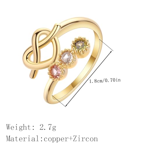 Cadeau comm&eacute;moratif de couple bague n&oelig;ud d'amour or