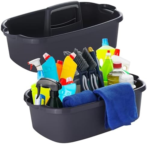 2-Pack Large Gray Cleaning Caddy for Cleaning Supplies with Handl...