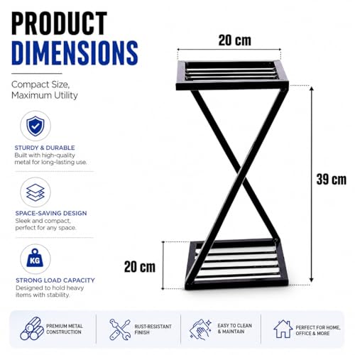 Image of ELEVATING EVERYDAY LIVING Stylish Metal Plant Stand (New Z Shape X Shape) (Set of 1, 40 Cm) | Strong Legs Perfect Metal Stand for Planter Indoor And Outdoor, Pack -1