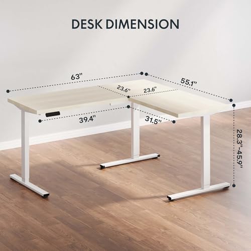 Image of SANODESK 63 inch Reversible L-Shaped Electric Standing Corner Computer Desk