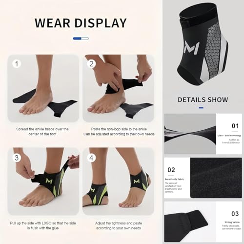 Image of Ankle Support for Men & Women, Adjustable Ankle Brace, Breathable Ankle Supporter, Ankle Support for Men, Anti-Slip Design for Gym, Fitness, Sports & Injury Prevention