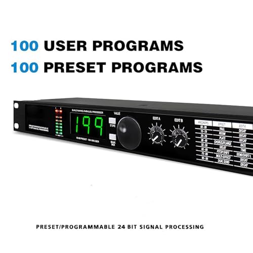 Procesador de efectos vocales, ecualizador de procesamiento de audio digital con reverberación, 99 programas preestablecidos, procesamiento de señal de 24 bits, para micrófono vocal miniatura 7
