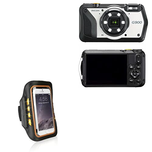 BoxWave Case for Ricoh G900 (Case JogBrite Sports Armband, High Visibility Safety Light LED Runners Armband for Ricoh G900, Ricoh G900, WG-6 - Bold Orange