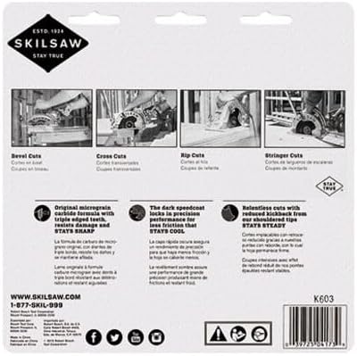 Miniatura 2 de SKIL 75940 Hoja de sierra circular de titanio de 7-14 pulgadas, 40 dientes, ATB, corte delgado, para cortes transversales, con eje de 58 pulgadas y