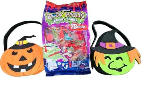 Gomitas Halloween surtidas 50 piezas con canastas miniatura 1