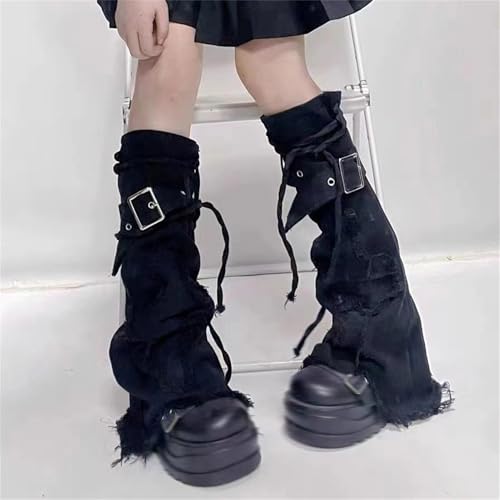 Image of Sup-Coente Gothic Flare Leg Warmers for Women Punk Goth Steampunk Y2k Emo Grunge
