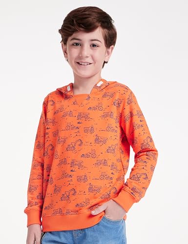 Image of Amazon Brand - Jam & Honey Boy's Cotton Lightweight Sweatshirt (JHAW19BSWT914 Orange-AOP 3-4 Years)