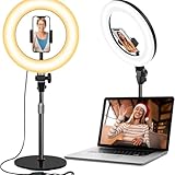 Luce Ad Anello Con Treppiede, 6.3' Ring Light, Luce per Selfie, 24' Staffa Triangolare, Luce ad Anello LED da 3 modalità di Illuminazione con 10 luminosità, Youtube e Video Selfie immagine