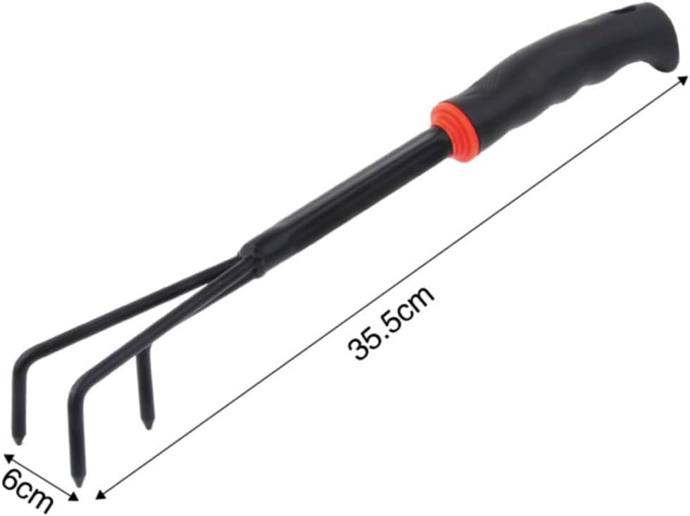 GALPADA 6pcs Garden Tool Set with Ergonomic Anti-Skid Handles Versatile Shovel Rake and Dual-use Hoeing Rake for Gardening for Home and Balcony Use Black Orange