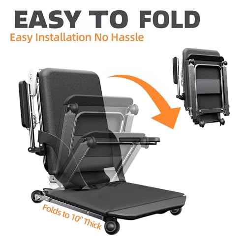 Upgrade Steel Electric Lift Chair with Advanced Wheels and PU Cushion, Floor Lift for Elderly, Support Up to 400 LBS, Safety Seat Belts and Handrails, Suitable for Home or Care Facilities Use, Black - Thumbnail 6