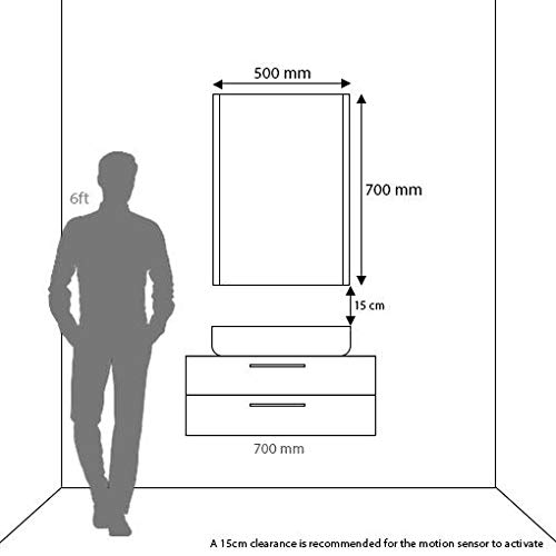 Pebble Grey 390 x 500 mm Bathroom Mirror Bailey LED Illuminated Bathroom Mirror with Shaver Socket & Demister Pad