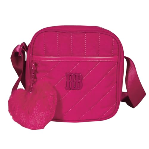 Bolsa Rebecca Bonbon Feminina, Transversal Pequena, Crinkle, Chaveiro Coração (Pink)