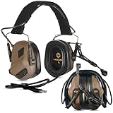 Earmor M32 Plus Elektronisches Helm-Headset – Gehörschutz mit Mikrofon & Klangeinstellung – IPX5 Wasserbeständig, Helmkompatibel für Outdoor-Aktivitäten (Braun)