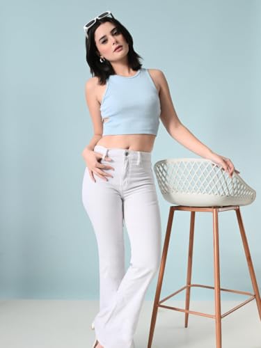 Image of Women's Cotton Ribbed Crop Top | Sleeveless Slim Fit Tank | Summer Wear