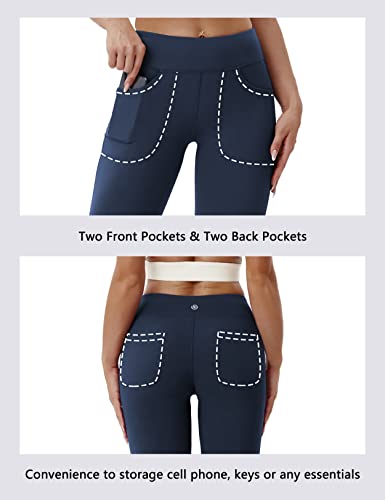 Image of BUBBLELIME 29 inch /31 inch /33 inch /35 inch /37 inch Women High Waist Bootlegs Yoga Pants Tummy Control Bootcut Workout Flared Out Pockets