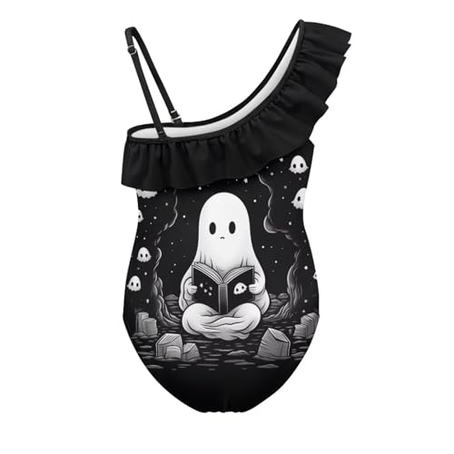 Image of Xpyiqun Swimsuits for Girls 3-14 1-Shoulder Ruffle Bathing Suit One Piece Adjustable Halter Swimming Wear