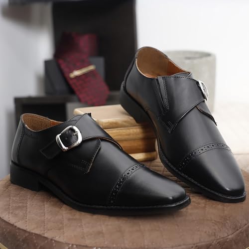 Image of LOUIS STITCH Men's Formal Shoes | Italian Leather Double Monk Strap Handcrafted | Stylish Slipon Shoes for Business, Formal, (LSRXSM)