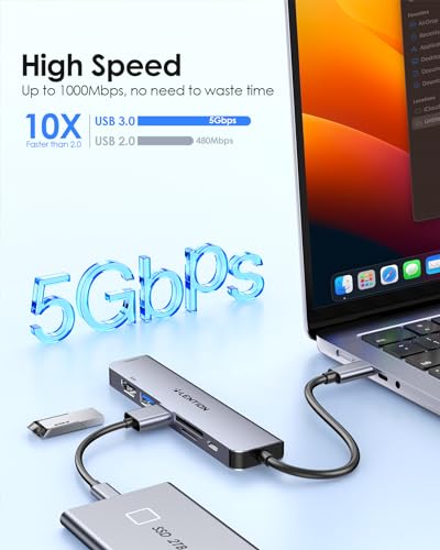 Image of LENTION Dual HDMI MST USB C Hub, 4K@60Hz, 100W PD, 2 USB 3.0, Card Reader | MST+SST for macOS & Windows OS, Stable Driver 3.0 Certified, Driver Required (CE45, Space Gray)