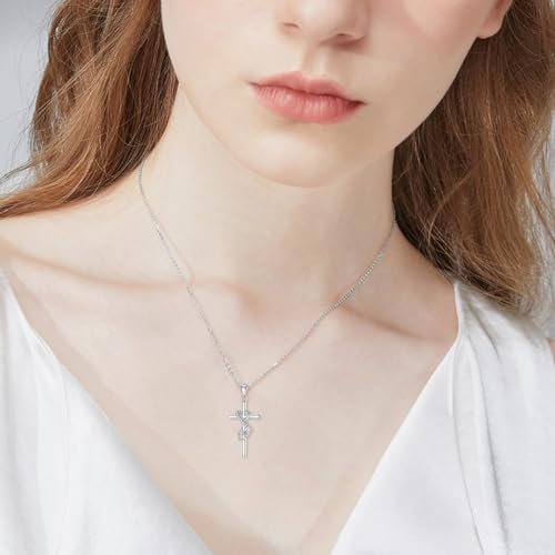 ZBA Natural Diamond Stethoscope Necklace for Nurse Dorctor, 18K White Gold Plated S925 Sterling Silver Nursing Jewelry Graduation Appreciation Gifts for Women 20inches (F-G,I1-I2)2