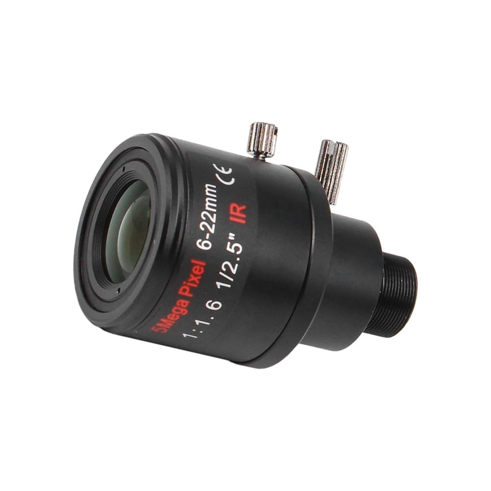 6-22mm 5MP M12 Mount Varifocal Lens F1.6 Manueller Zoom Objektiv High-Definition Netzwerk-Objektiv für 5MP-Sicherheitskameras Ohne Filter