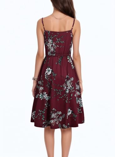 Image of BARASA Sundresses for Women Summer Sleeveless V Neck Spaghetti Strap A Line Wedding Guest Petite Dresses with Pockets D826