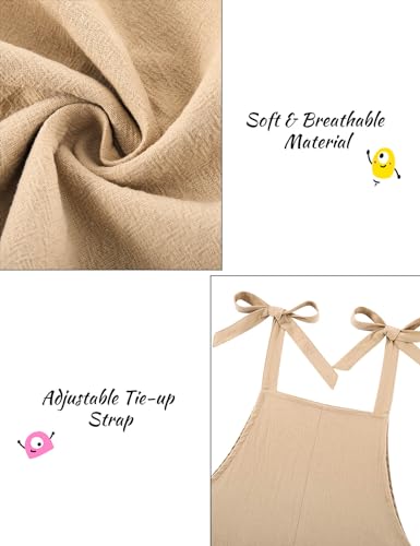Image of Girls Romper Sleeveless Adjustable Tie-Up Strap Short Jumpsuits Summer Clothes with Pocket 5-12 years