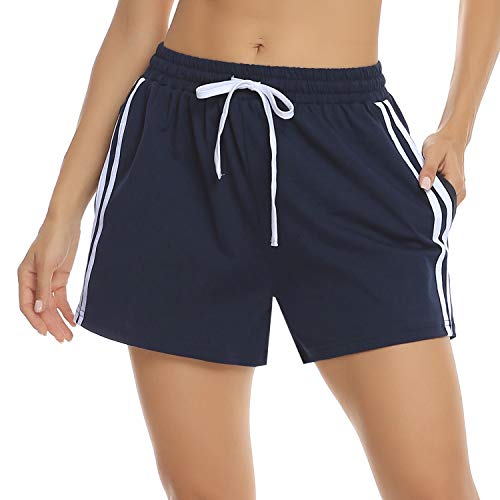 Hawiton Shorts Damen Sportshorts Pyjamahose Schlafhose Schlafanzughose Baumwolle Shorts für Fitness, Running, Yoga, Wandern, Gym, Tanzen