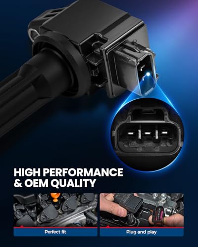 Image of KAX 4 Ignition Coils & 4 Spark Plugs Set for MIT Outlander 2014-2019 2.4L | (w /Magnetic Swivel Spark Plug Socket) Replaces UF814, 95264