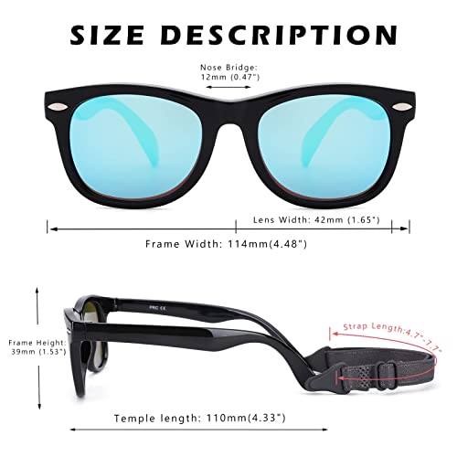 COASION Bendable Flexible Polarized Baby Sunglasses with Strap for Newborn Infant Boys Girls Age 0-24 Months CA90184
