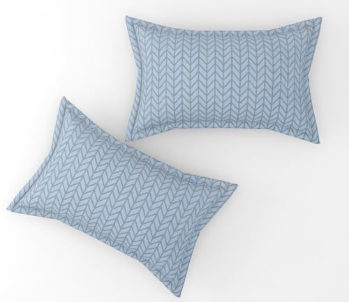 Image of Single Size Polycotton Flat Bedsheet Set - Printed, Wrinkle Free with 2 Pillow Covers (60 x 90 Inches | Aqua)